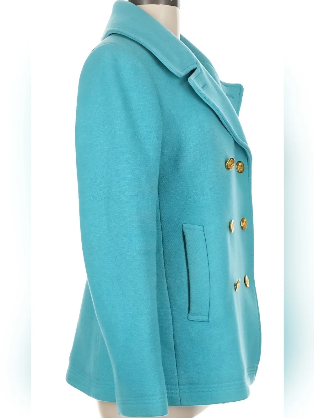 J.Crew Stadium Nello Gori Wool Blend Double Breasted PeaCoat Teal Size 12 NWOT - Picture 14 of 15